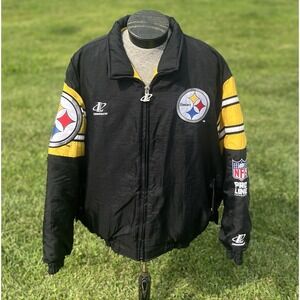 Vintage 1990's Pro‎ Line Size XL Pittsburgh Steelers Puffer Jacket Full Zip Logo